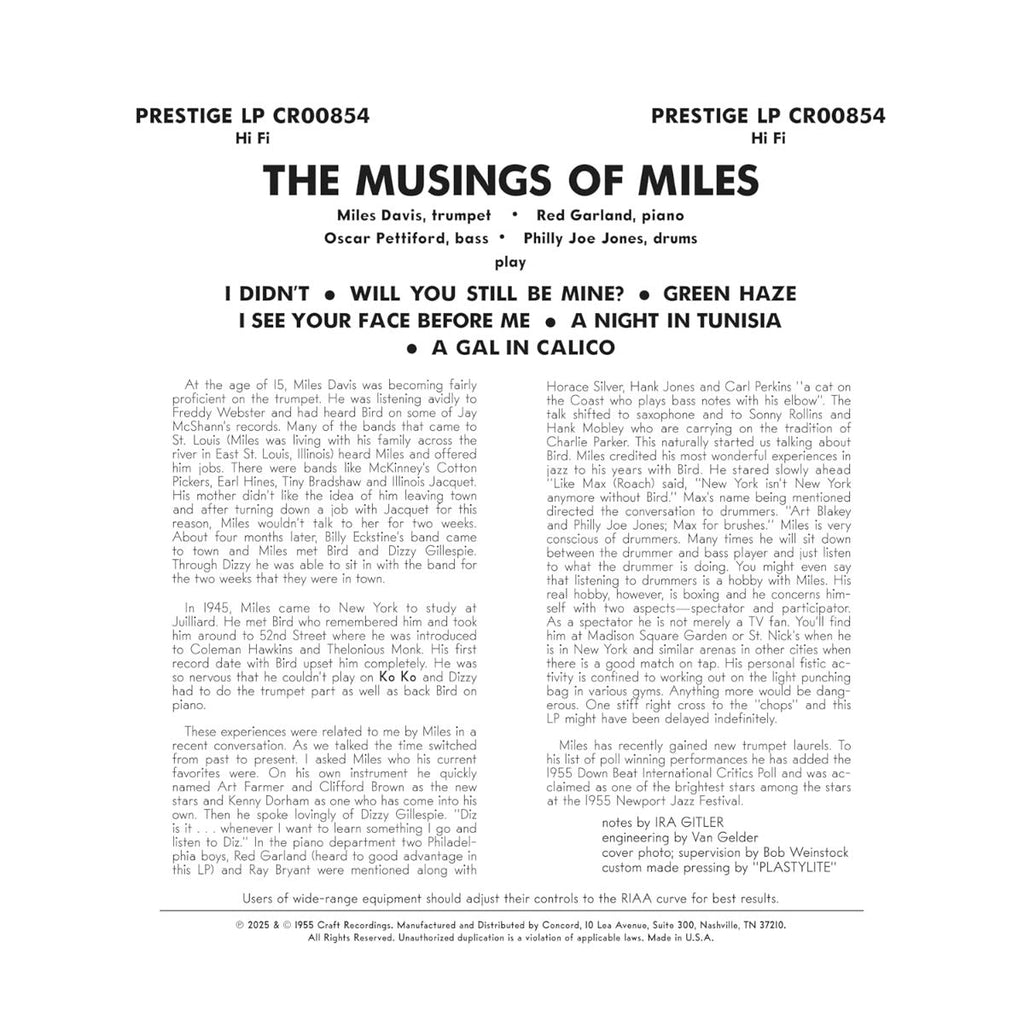 Miles Davis All Stars The Musings Of Miles (Original Jazz Classics Series) (180 Gram Vinyl)